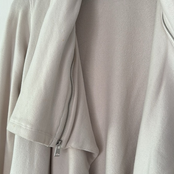 ALL SAINTS Dahlia Cream Open Front Asymmetrical Zip Collar Sweatshirt S - Picture 5 of 7